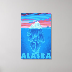 AlaskaIceberg Vintage Travel Poster Leinwanddruck
