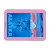 AlaskaIceberg Vintage Travel Poster Magnet (Horizontal)