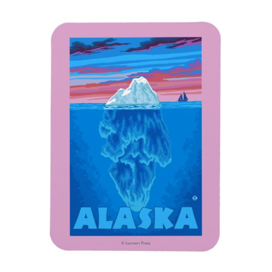 AlaskaIceberg Vintage Travel Poster Magnet (Vertikal)