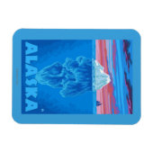AlaskaIceberg Vintage Travel Poster Magnet (Horizontal)