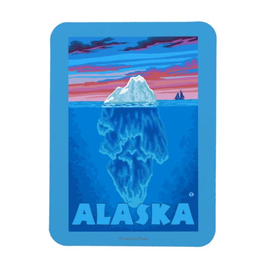 AlaskaIceberg Vintage Travel Poster Magnet (Vertikal)
