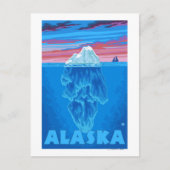 AlaskaIceberg Vintage Travel Poster Postkarte (Vorderseite)