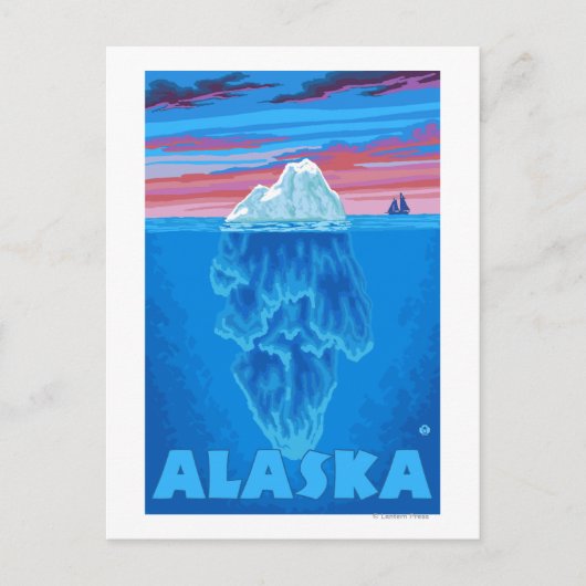 AlaskaIceberg Vintage Travel Poster Postkarte (Vorderseite)