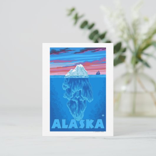 AlaskaIceberg Vintage Travel Poster Postkarte (Stehend Vorderseite)