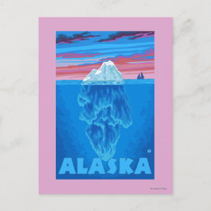 AlaskaIceberg Vintage Travel Poster Postkarte