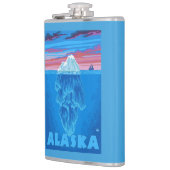 AlaskaIceberg Vintages Reise-Plakat Flachmann (Links)