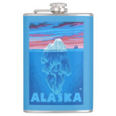 AlaskaIceberg Vintages Reise-Plakat Flachmann (Vorderseite)