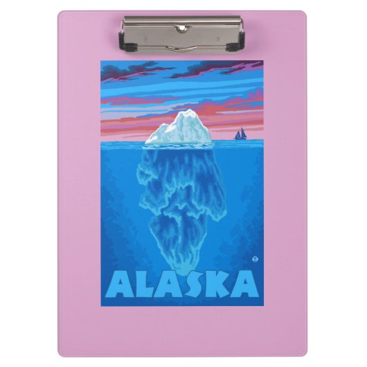 AlaskaIceberg Vintages Reise-Plakat Klemmbrett (Vorderseite)