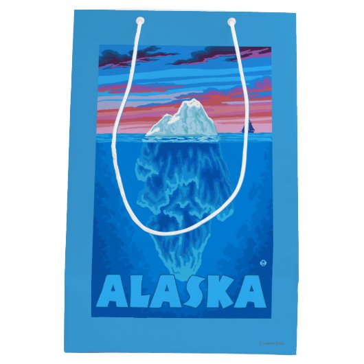 AlaskaIceberg Vintages Reise-Plakat Mittlere Geschenktüte (Rückseite)