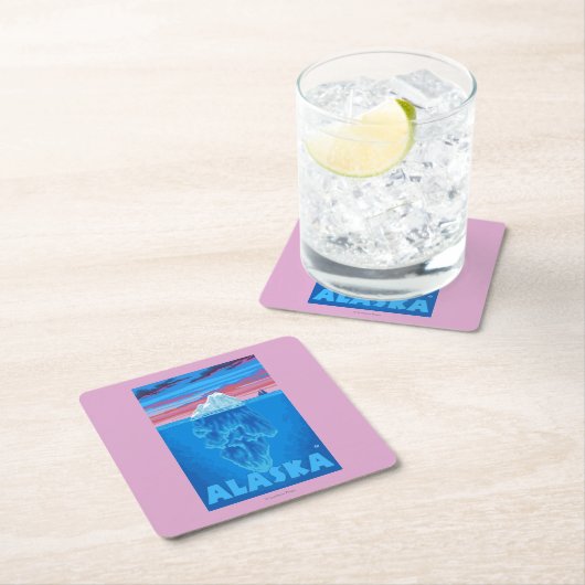 AlaskaIceberg Vintages Reise-Plakat Rechteckiger Pappuntersetzer (Vor Ort)