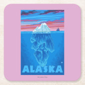 AlaskaIceberg Vintages Reise-Plakat Rechteckiger Pappuntersetzer (Vorderseite)