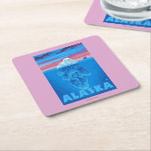 AlaskaIceberg Vintages Reise-Plakat Rechteckiger Pappuntersetzer (angewinkelt)