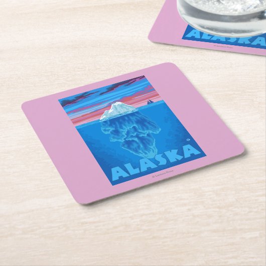 AlaskaIceberg Vintages Reise-Plakat Rechteckiger Pappuntersetzer (angewinkelt)