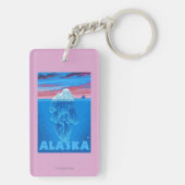 AlaskaIceberg Vintages Reise-Plakat Schlüsselanhänger (Rückseite)