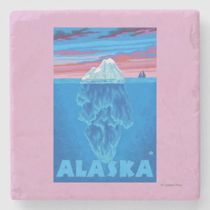 AlaskaIceberg Vintages Reise-Plakat Steinuntersetzer