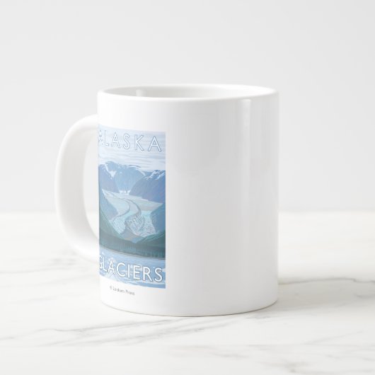 AlaskaLarge Glacier Scene Vintage Travel Jumbo-Tasse (Vorderseite Links)
