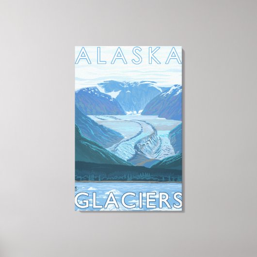 AlaskaLarge Glacier Scene Vintage Travel Leinwanddruck (Vorderseite)