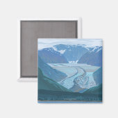 AlaskaLarge Glacier Scene Vintage Travel Magnet (Vorderseite/Rückseite)