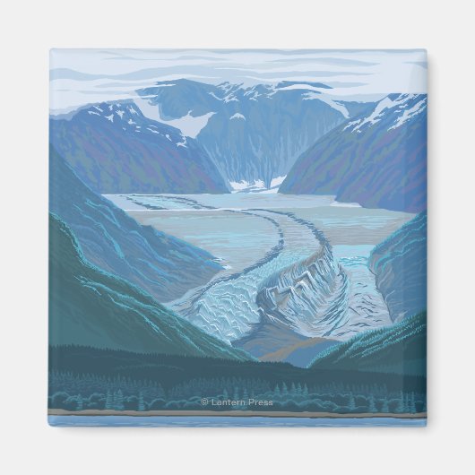 AlaskaLarge Glacier Scene Vintage Travel Magnet (Vorne)