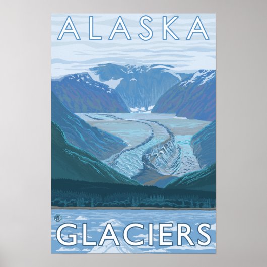 AlaskaLarge Glacier Scene Vintage Travel Poster (Vorne)