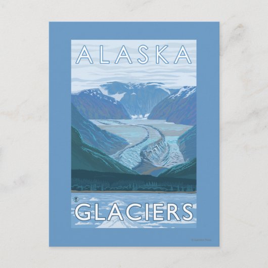AlaskaLarge Glacier Scene Vintage Travel Postkarte (Vorderseite)