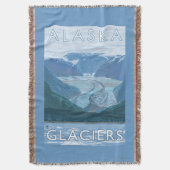 AlaskaLarge Gletscher-Szenen-Vintage Reise Decke (Vorderseite Vertikal)