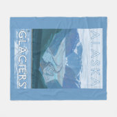 AlaskaLarge Gletscher-Szenen-Vintage Reise Fleecedecke (Vorderseite (Horizontal))