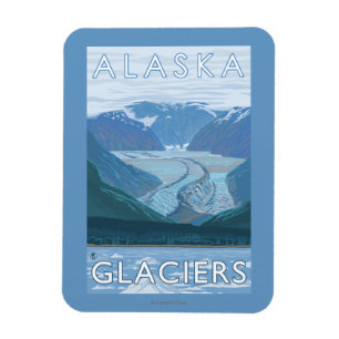 AlaskaLarge Gletscher-Szenen-Vintage Reise Magnet