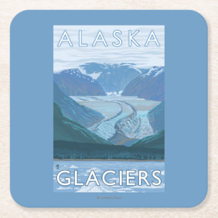 AlaskaLarge Gletscher-Szenen-Vintage Reise Rechteckiger Pappuntersetzer