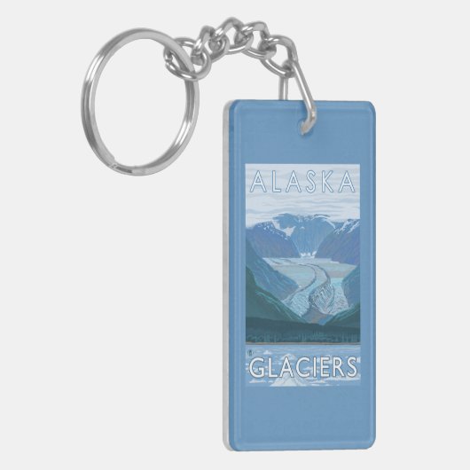 AlaskaLarge Gletscher-Szenen-Vintage Reise Schlüsselanhänger (Vorderseite links)