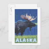 AlaskaMoonlight Moose Postkarte (Vorne/Hinten)