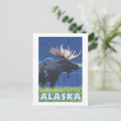 AlaskaMoonlight Moose Postkarte (Stehend Vorderseite)