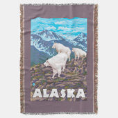 AlaskaMountain Ziegen-Vintages Reise-Plakat Decke (Vorderseite Vertikal)