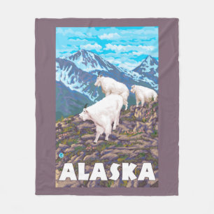 AlaskaMountain Ziegen-Vintages Reise-Plakat Fleecedecke