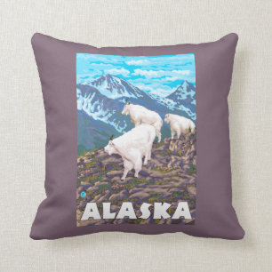 AlaskaMountain Ziegen-Vintages Reise-Plakat Kissen