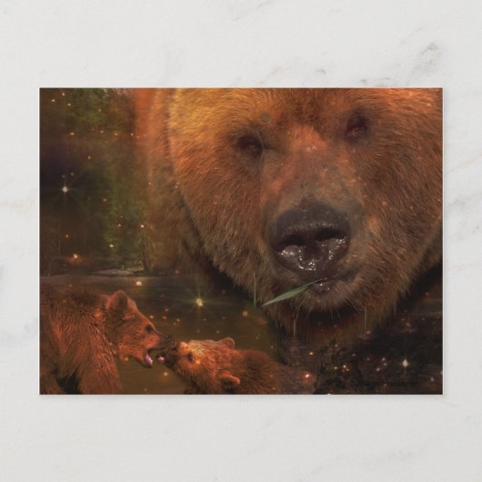 Alaskan Bear mit Cubs Postkarte (Vorderseite)
