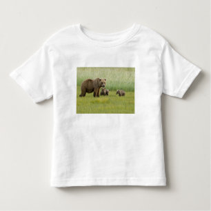 Alaskan Brown Bären Sow und drei Cubs, Ursus Kleinkind T-shirt