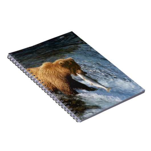 Alaskan Brown Bear Fangen von Lachs bei Brooks Notizblock (Rechte Seite)