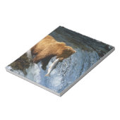 Alaskan Brown Bear Fangen von Lachs bei Brooks Notizblock (Rotiert)