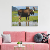 Alaskan Bull Moose im Landschaftlichen Marsh Foto Leinwanddruck (Insitu (Wohnzimmer))