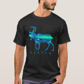 Alaskan Caribbean mit Aurora Borealis Scene Reinde T-Shirt (Vorderseite)