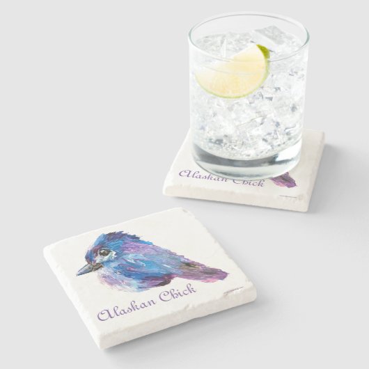Alaskan Chick Marmorstein Untersetzer (Seitenansicht)