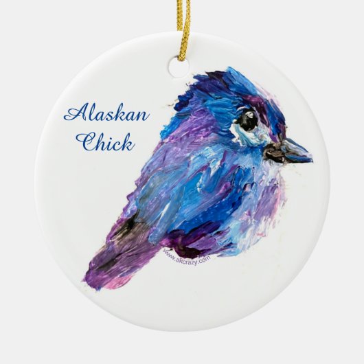 Alaskan Chick Round Keramik Ornament_QR Keramik Ornament (Vorne)