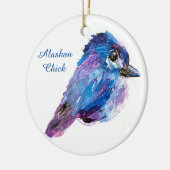 Alaskan Chick Round Keramik Ornament_QR Ornament (Links)