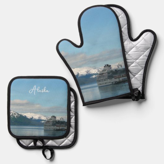 Alaskan Cruise Vacation Travel Fotografie Ofenhandschuh & Topflappen-Set (Vorderseite/Rückseite)