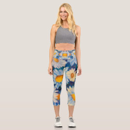Alaskan Daisies Capri Leggings