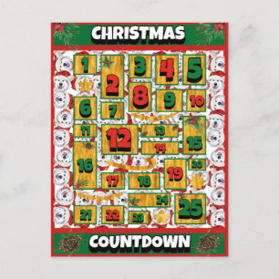 Alaskan Dog Countdown Weihnachts-Adventskalender Feiertagspostkarte