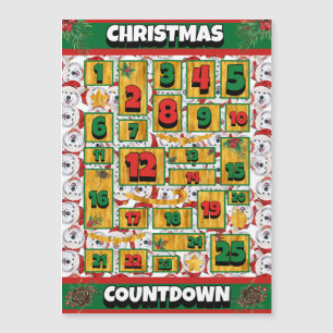 Alaskan Dog Countdown Weihnachts-Adventskalender Magnetkarte