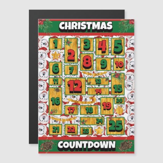 Alaskan Dog Countdown Weihnachtskalender Magnetkarte (Vorne/Hinten)