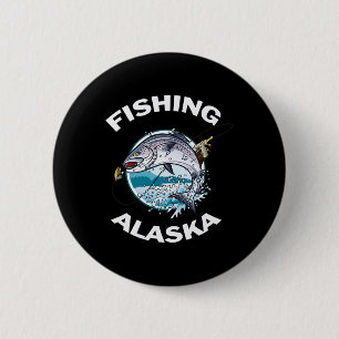 Alaskan Fish Alaskas wilder Lachs Souvenir-Angeln Button